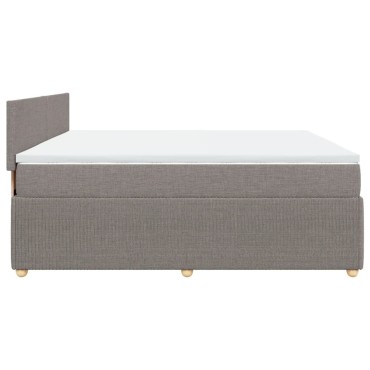 vidaXL Κρεβάτι Boxspring με Στρώμα Taupe 200x200 εκ. Υφασμάτινο