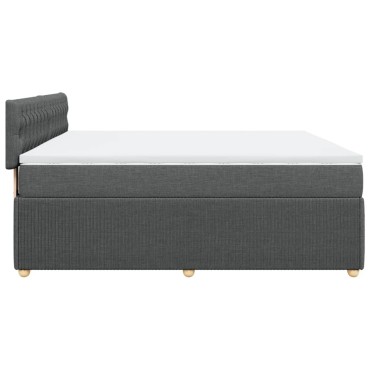 vidaXL Κρεβάτι Boxspring με Στρώμα Σκούρο Γκρι 180x200cm Υφασμάτιν 1 τεμ. - Διπλό