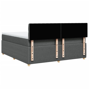 vidaXL Κρεβάτι Boxspring με Στρώμα Σκούρο Γκρι 180x200cm Υφασμάτιν 1 τεμ. - Διπλό