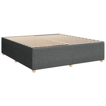 vidaXL Κρεβάτι Boxspring με Στρώμα Σκούρο Γκρι 180x200cm Υφασμάτιν 1 τεμ. - Διπλό