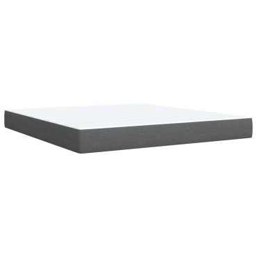 vidaXL Κρεβάτι Boxspring με Στρώμα Σκούρο Γκρι 180x200cm Υφασμάτιν 1 τεμ. - Διπλό
