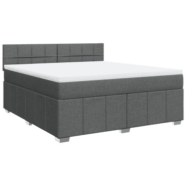vidaXL Κρεβάτι Boxspring με Στρώμα Σκούρο Γκρι 180x200cm Υφασμάτιν 1 τεμ. - Διπλό