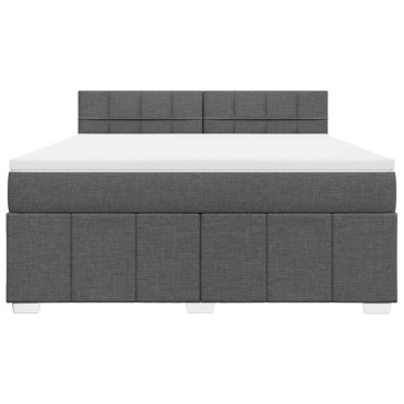 vidaXL Κρεβάτι Boxspring με Στρώμα Σκούρο Γκρι 180x200cm Υφασμάτιν 1 τεμ. - Διπλό