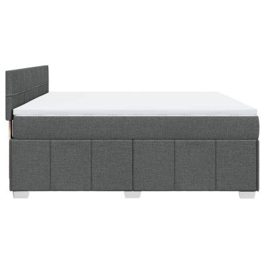 vidaXL Κρεβάτι Boxspring με Στρώμα Σκούρο Γκρι 180x200cm Υφασμάτιν 1 τεμ. - Διπλό