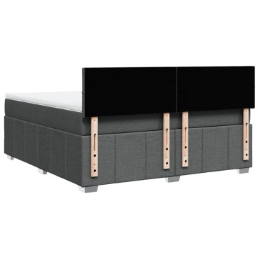 vidaXL Κρεβάτι Boxspring με Στρώμα Σκούρο Γκρι 180x200cm Υφασμάτιν 1 τεμ. - Διπλό
