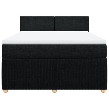 vidaXL Κρεβάτι Boxspring με Στρώμα Μαύρο 140x190cm Υφασμάτινο 1 τεμ. - Διπλό
