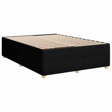 vidaXL Κρεβάτι Boxspring με Στρώμα Μαύρο 140x190cm Υφασμάτινο 1 τεμ. - Διπλό