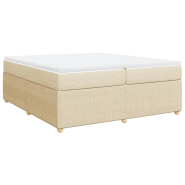 vidaXL Κρεβάτι Boxspring με Στρώμα Κρεμ 200x200cm Υφασμάτινο 1 τεμ. - Διπλό