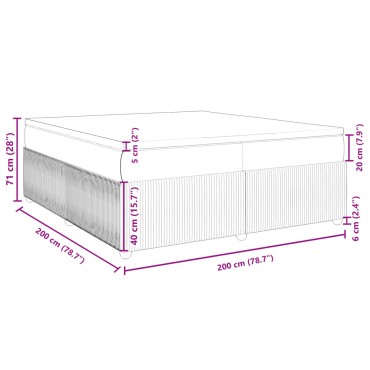 vidaXL Κρεβάτι Boxspring με Στρώμα Κρεμ 200x200cm Υφασμάτινο 1 τεμ. - Διπλό