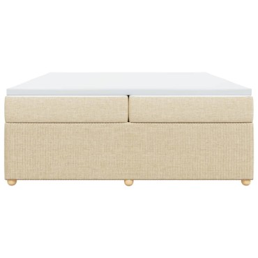 vidaXL Κρεβάτι Boxspring με Στρώμα Κρεμ 200x200cm Υφασμάτινο 1 τεμ. - Διπλό