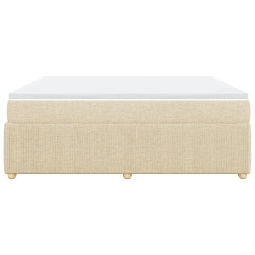 vidaXL Κρεβάτι Boxspring με Στρώμα Κρεμ 200x200cm Υφασμάτινο 1 τεμ. - Διπλό