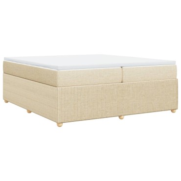 vidaXL Κρεβάτι Boxspring με Στρώμα Κρεμ 200x200cm Υφασμάτινο 1 τεμ. - Διπλό