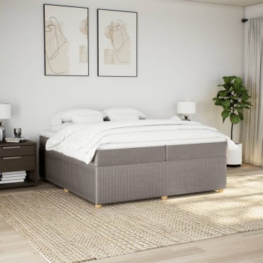 vidaXL Κρεβάτι Boxspring με Στρώμα Taupe 200x200cm Υφασμάτινο 1 τεμ. - Διπλό