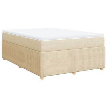vidaXL Κρεβάτι Boxspring με Στρώμα Κρεμ 160x200cm Υφασμάτινο 1 τεμ. - Διπλό