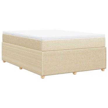 vidaXL Κρεβάτι Boxspring με Στρώμα Κρεμ 160x200cm Υφασμάτινο 1 τεμ. - Διπλό