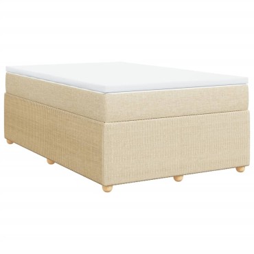 vidaXL Κρεβάτι Boxspring με Στρώμα Κρεμ 120x200cm Υφασμάτινο 1 τεμ. - Μονό
