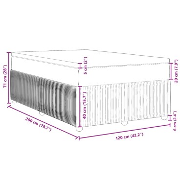 vidaXL Κρεβάτι Boxspring με Στρώμα Κρεμ 120x200cm Υφασμάτινο 1 τεμ. - Μονό