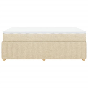 vidaXL Κρεβάτι Boxspring με Στρώμα Κρεμ 120x200cm Υφασμάτινο 1 τεμ. - Μονό