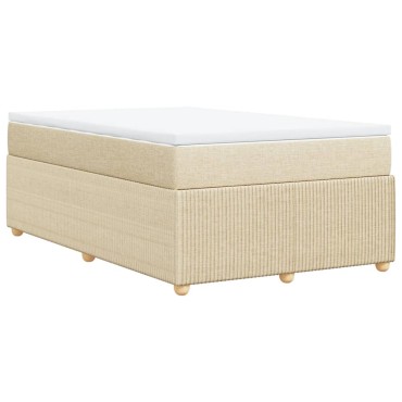 vidaXL Κρεβάτι Boxspring με Στρώμα Κρεμ 120x200cm Υφασμάτινο 1 τεμ. - Μονό