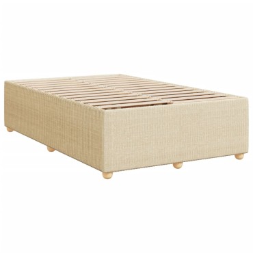 vidaXL Κρεβάτι Boxspring με Στρώμα Κρεμ 120x200cm Υφασμάτινο 1 τεμ. - Μονό