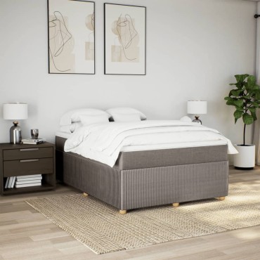 vidaXL Κρεβάτι Boxspring με Στρώμα Taupe 140x200cm Υφασμάτινο 1 τεμ. - Διπλό