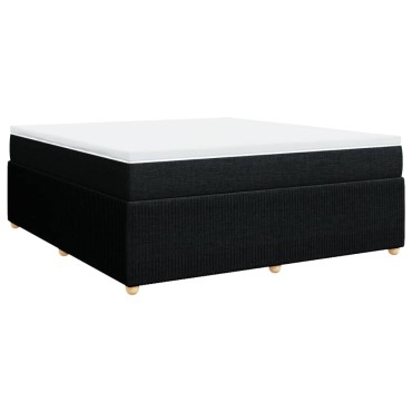 vidaXL Κρεβάτι Boxspring με Στρώμα Μαύρο 180x200cm Υφασμάτινο 1 τεμ. - Διπλό