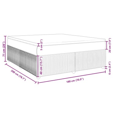vidaXL Κρεβάτι Boxspring με Στρώμα Μαύρο 180x200cm Υφασμάτινο 1 τεμ. - Διπλό