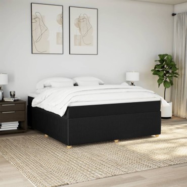 vidaXL Κρεβάτι Boxspring με Στρώμα Μαύρο 180x200cm Υφασμάτινο 1 τεμ. - Διπλό