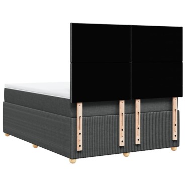 vidaXL Κρεβάτι Boxspring με Στρώμα Σκούρο Γκρι 140x190 εκ. Υφασμάτινο