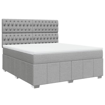 vidaXL Κρεβάτι Boxspring με Στρώμα Ανοιχτό Γκρι 180x200cm Υφασμάτινο 1 τεμ. - Διπλό