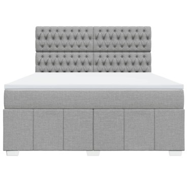 vidaXL Κρεβάτι Boxspring με Στρώμα Ανοιχτό Γκρι 180x200cm Υφασμάτινο 1 τεμ. - Διπλό