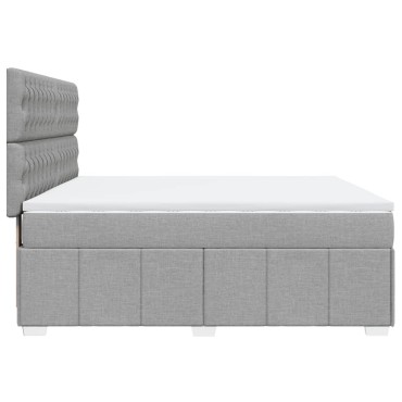 vidaXL Κρεβάτι Boxspring με Στρώμα Ανοιχτό Γκρι 180x200cm Υφασμάτινο 1 τεμ. - Διπλό