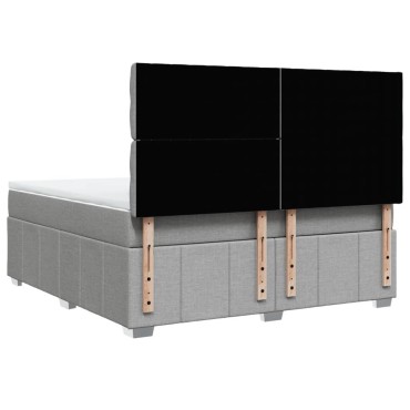 vidaXL Κρεβάτι Boxspring με Στρώμα Ανοιχτό Γκρι 180x200cm Υφασμάτινο 1 τεμ. - Διπλό