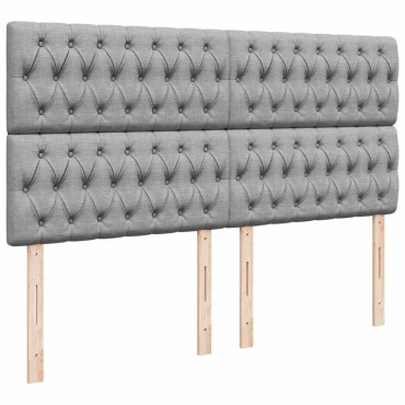 vidaXL Κρεβάτι Boxspring με Στρώμα Ανοιχτό Γκρι 180x200cm Υφασμάτινο 1 τεμ. - Διπλό