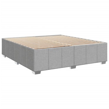 vidaXL Κρεβάτι Boxspring με Στρώμα Ανοιχτό Γκρι 180x200cm Υφασμάτινο 1 τεμ. - Διπλό