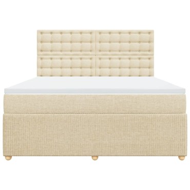 vidaXL Κρεβάτι Boxspring με Στρώμα Κρεμ 180x200cm Υφασμάτινο 1 τεμ. - Διπλό