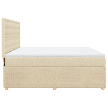 vidaXL Κρεβάτι Boxspring με Στρώμα Κρεμ 180x200cm Υφασμάτινο 1 τεμ. - Διπλό
