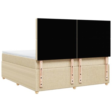 vidaXL Κρεβάτι Boxspring με Στρώμα Κρεμ 180x200cm Υφασμάτινο 1 τεμ. - Διπλό