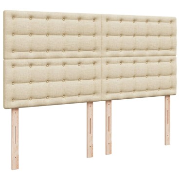 vidaXL Κρεβάτι Boxspring με Στρώμα Κρεμ 180x200cm Υφασμάτινο 1 τεμ. - Διπλό