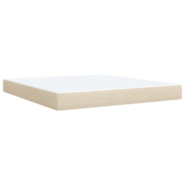 vidaXL Κρεβάτι Boxspring με Στρώμα Κρεμ 180x200cm Υφασμάτινο 1 τεμ. - Διπλό