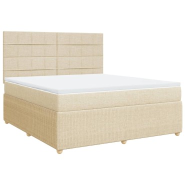 vidaXL Κρεβάτι Boxspring με Στρώμα Κρεμ 180x200 εκ. Υφασμάτινο