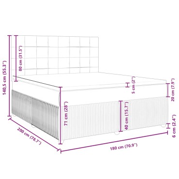 vidaXL Κρεβάτι Boxspring με Στρώμα Κρεμ 180x200 εκ. Υφασμάτινο