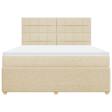 vidaXL Κρεβάτι Boxspring με Στρώμα Κρεμ 180x200 εκ. Υφασμάτινο