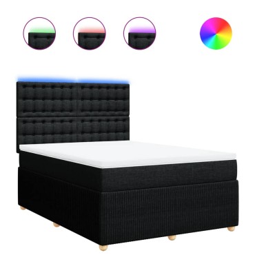 vidaXL Κρεβάτι Boxspring με Στρώμα Μαύρο 140x200cm Υφασμάτινο 1 τεμ. - Διπλό