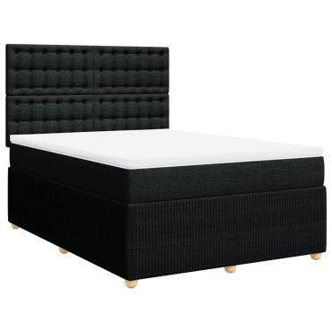vidaXL Κρεβάτι Boxspring με Στρώμα Μαύρο 140x200cm Υφασμάτινο 1 τεμ. - Διπλό
