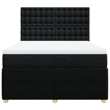 vidaXL Κρεβάτι Boxspring με Στρώμα Μαύρο 140x200cm Υφασμάτινο 1 τεμ. - Διπλό