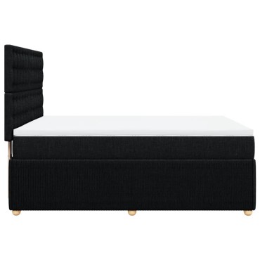 vidaXL Κρεβάτι Boxspring με Στρώμα Μαύρο 140x200cm Υφασμάτινο 1 τεμ. - Διπλό