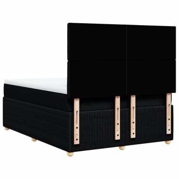 vidaXL Κρεβάτι Boxspring με Στρώμα Μαύρο 140x200cm Υφασμάτινο 1 τεμ. - Διπλό