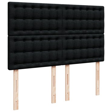 vidaXL Κρεβάτι Boxspring με Στρώμα Μαύρο 140x200cm Υφασμάτινο 1 τεμ. - Διπλό