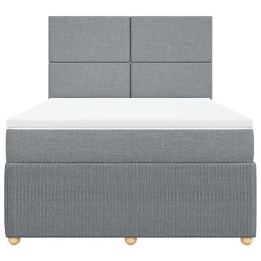 vidaXL Κρεβάτι Boxspring με Στρώμα Ανοιχτό Γκρι 140x200cm Υφασμάτινο 1 τεμ. - Διπλό